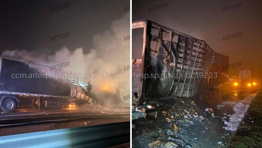 Carreta pega fogo e provoca bloqueio na rodovia Dom Pedro I, em Jacareí 8 Carreta pega fogo e provoca bloqueio na rodovia Dom Pedro I, em Jacareí em Trânsito e Estradas